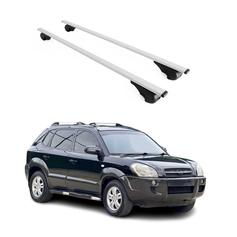 Barres de toit Transversales pour Hyundai Tucson 2004-2009 Fer Argent