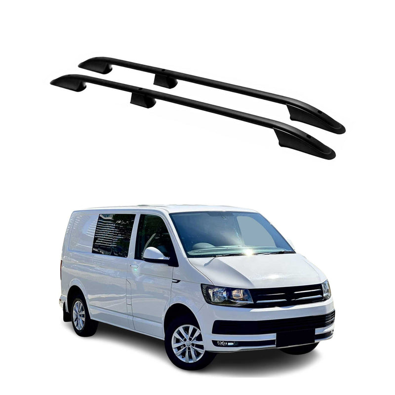 Barres de toit longitudinales pour VW T6 Transporter 2015-2021 L1 Aluminium Noir