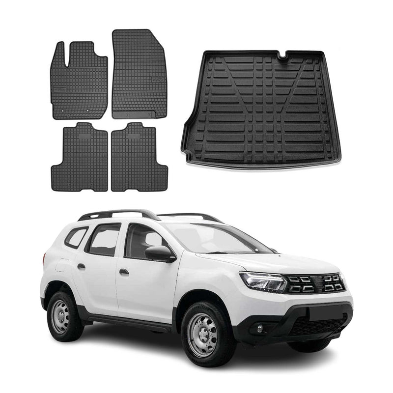 Kit Tapis de sol et coffre pour Dacia Duster 2018-2024 TPE Noir