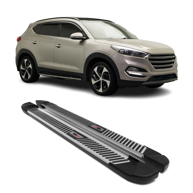 Marchepieds Latéraux pour Hyundai Tucson 2015-2020 Noir Gris Aluminium 2Pcs