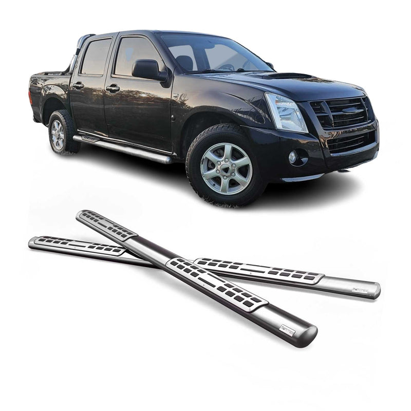 Marchepieds Latéraux pour Isuzu D-Max Double Cab 2006-2012 Acier Inoxy Argent