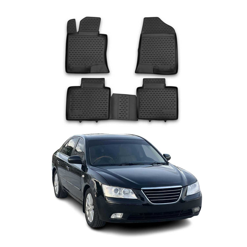 Tapis de sol pour Hyundai Sonata VI 2010-2015 caoutchouc TPE 3D Noir 4Pcs