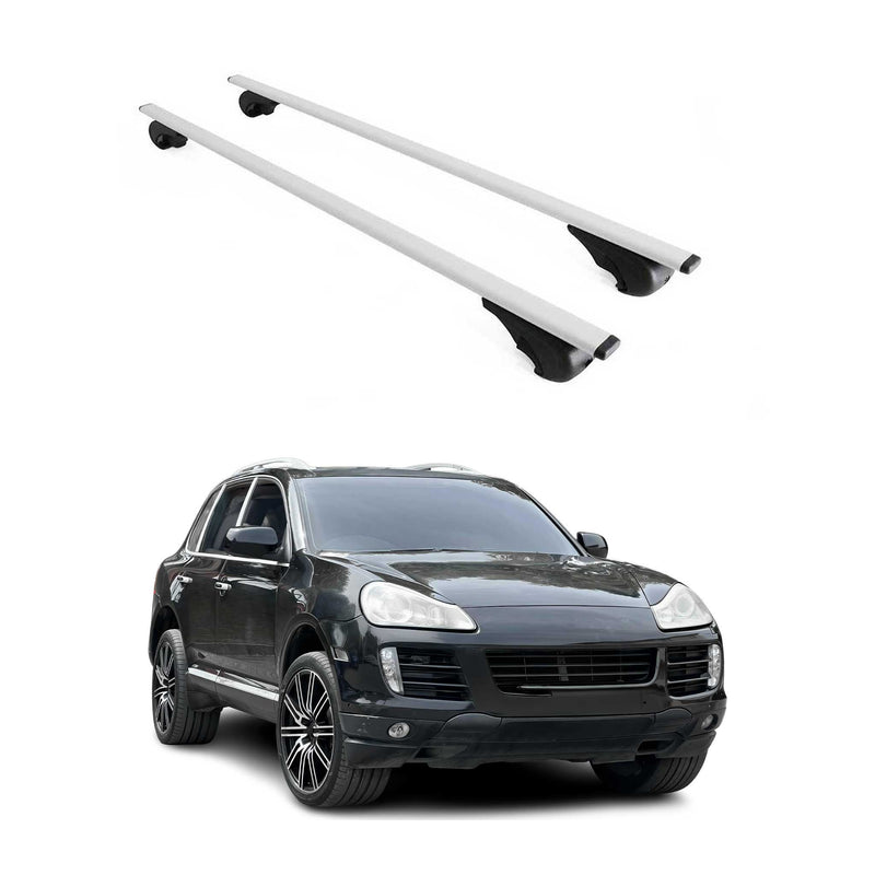 Barres de toit Transversales pour Porsche Cayenne 955 2003-2010 Fer Argent