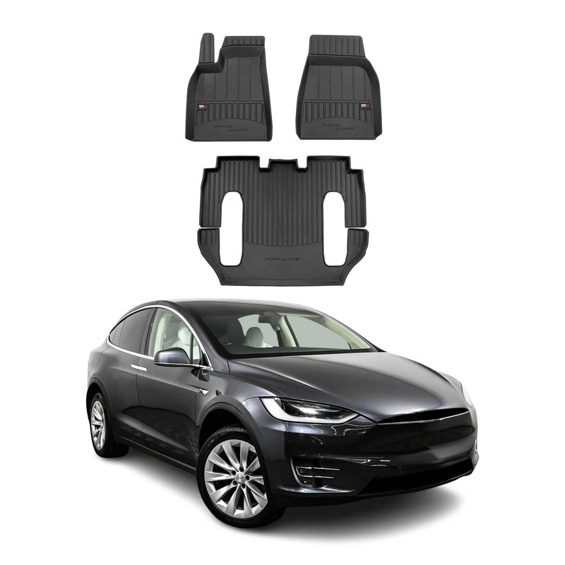 OMAC Tapis de sol en caoutchouc pour Tesla Model X 2016-2020 Noir Premium