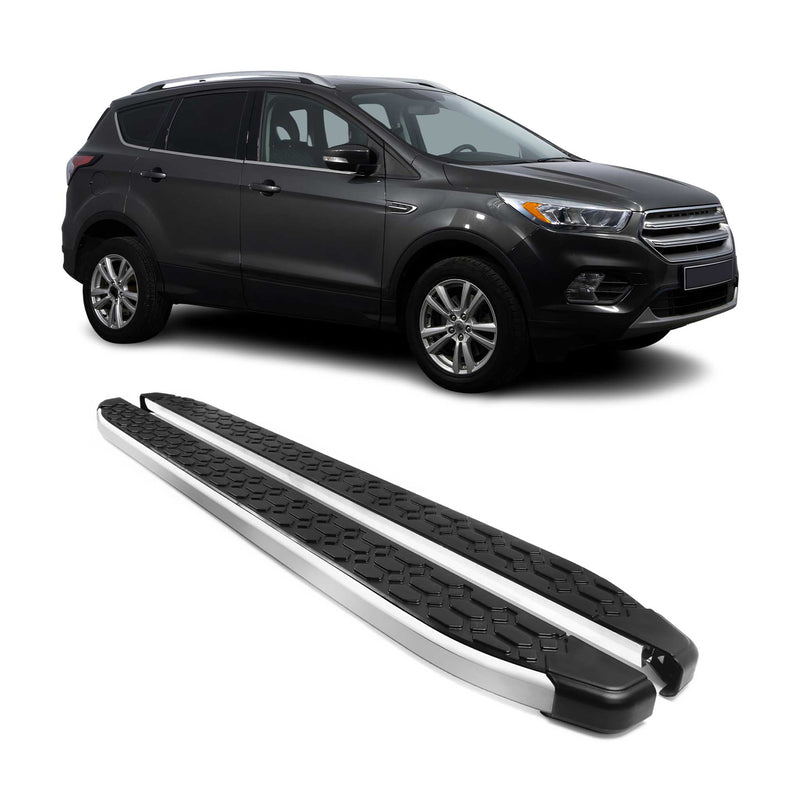 Marchepieds Latéraux pédale pour Ford Kuga 2012-2018 Gris Noir Aluminium 2Pcs