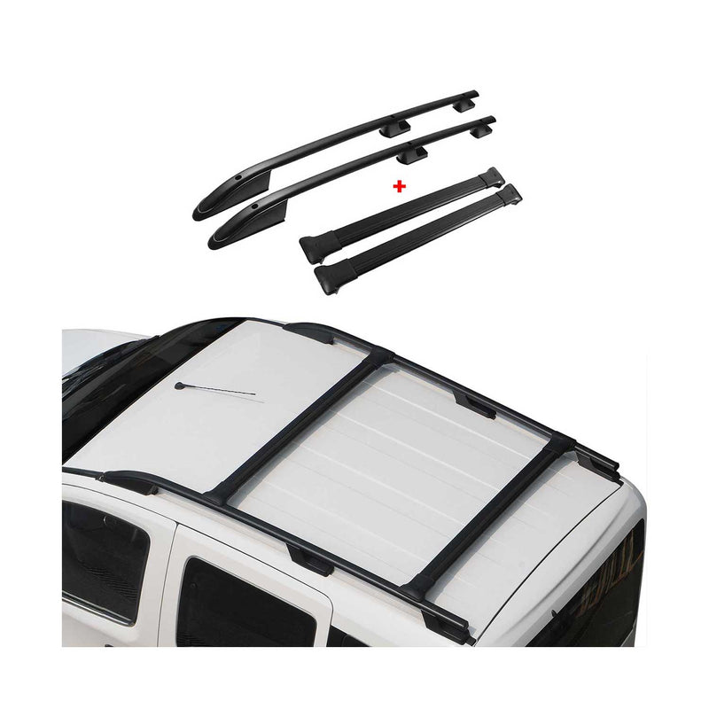 Kit Barres de toit pour Citroen Berlingo Peugeot Partner 1996-2008 Alu Noir 4x