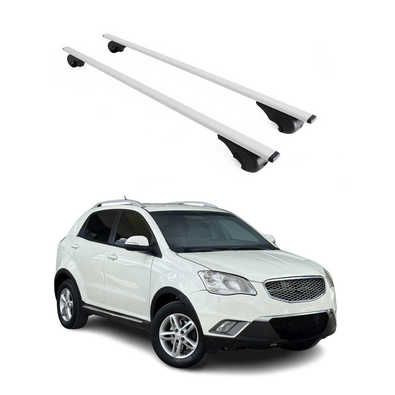 Barres de toit Transversales pour Ssangyong Korando 2010-2019 Fer Argent