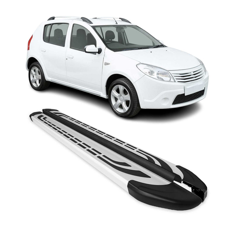 Marchepieds Latéraux pour Dacia Sandero Stepway 2007-2012 Aluminium Argent 2 Pcs