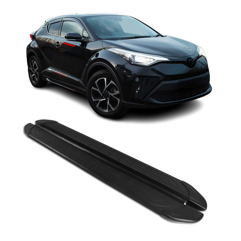 Marchepieds Latéraux pour Toyota C-HR Hybrid 2016-2024 2Pcs Aluminium Noir