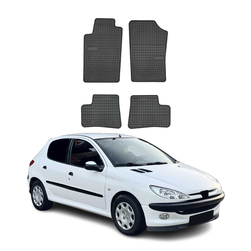 Tapis de Sol pour Peugeot 206 1998-2009 Caoutchouc Noir