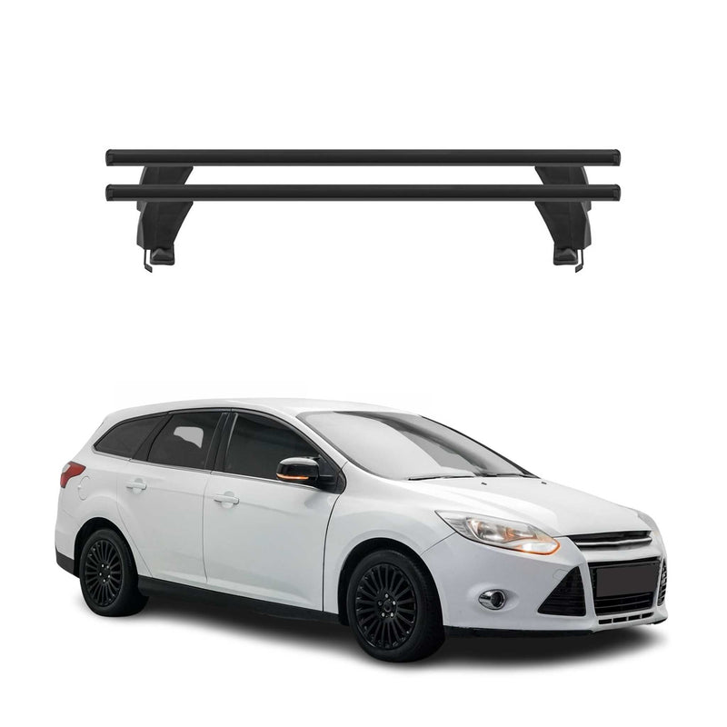 Barres de toit Transversales pour Ford Focus III Break 2011-2018 Alu Noir 2x