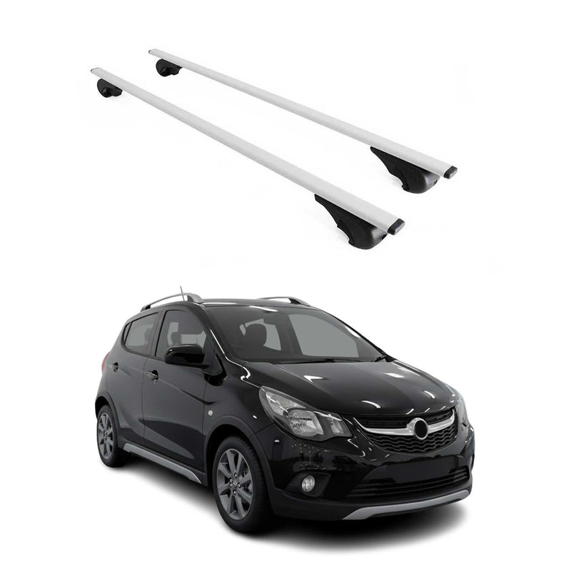 Barres de toit Transversales pour Opel Karl Rocks 2018-2019 Fer Argent