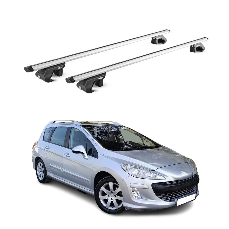 Barres de toit transversales pour Peugeot 308 Break 2008-2014 Alu Gris 2x ABE