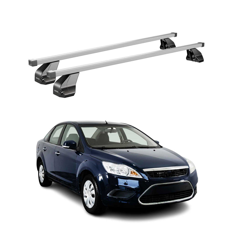 Barres de toit transversales pour Ford Focus II 2004-2011 Acier Gris