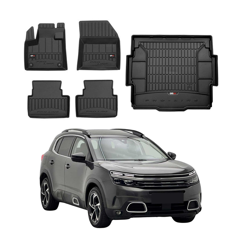 Kit Tapis de Sol et Coffre pour Citroen C5 Aircross 2018-2022 TPE Noir