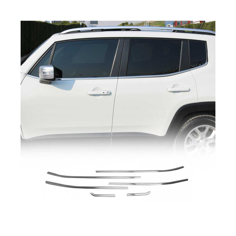 Garniture Baguette de Vitre pour Jeep Renegade 2014-2019 acier inox Brossé 6Pcs