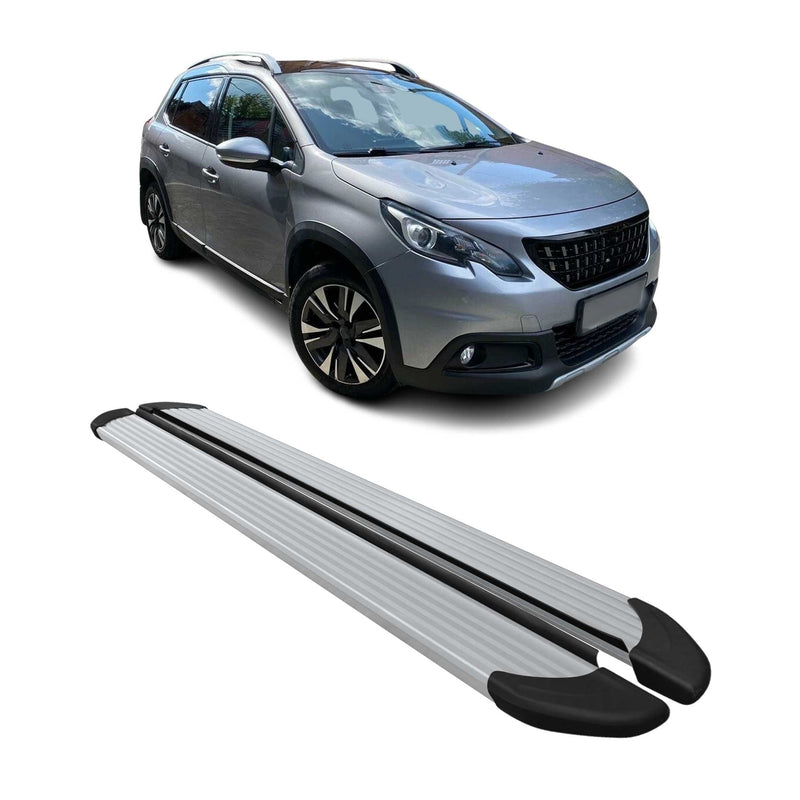 Marchepieds Latéraux pédale pour Peugeot 2008 2013-2019 Aluminium Argent 2Pcs