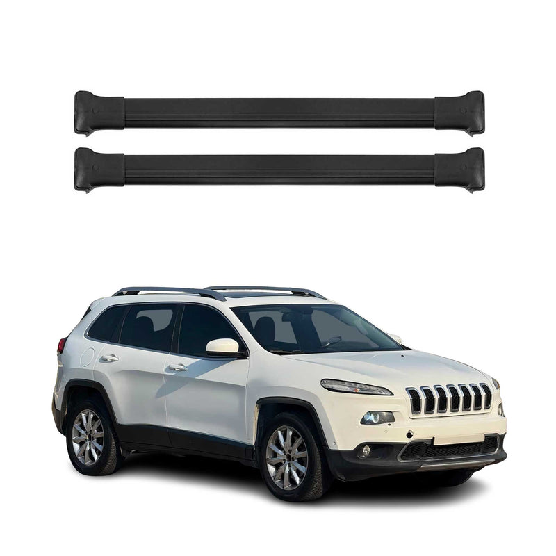 Barres de toit transversales pour Jeep Cherokee Limited 2011-2014 Alu Noir
