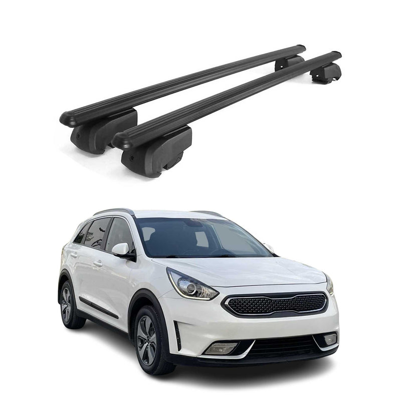 Barres de toit Transversales pour Kia Niro 2017-2021 Aluminium Noir ABE