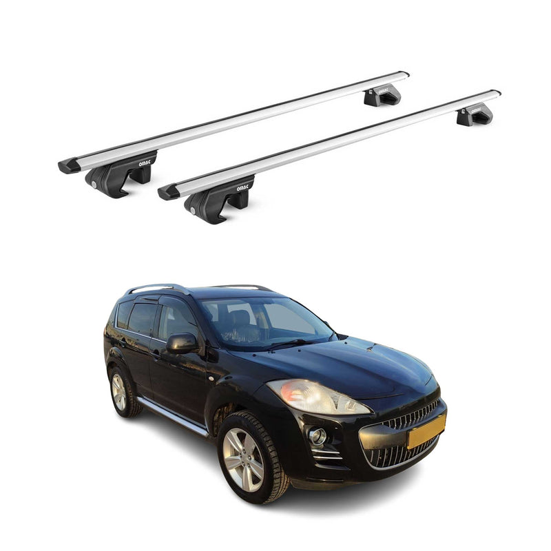 Barres de toit transversales ABE pour Peugeot 4007 2007-2012 5 P Alu Gris 2x