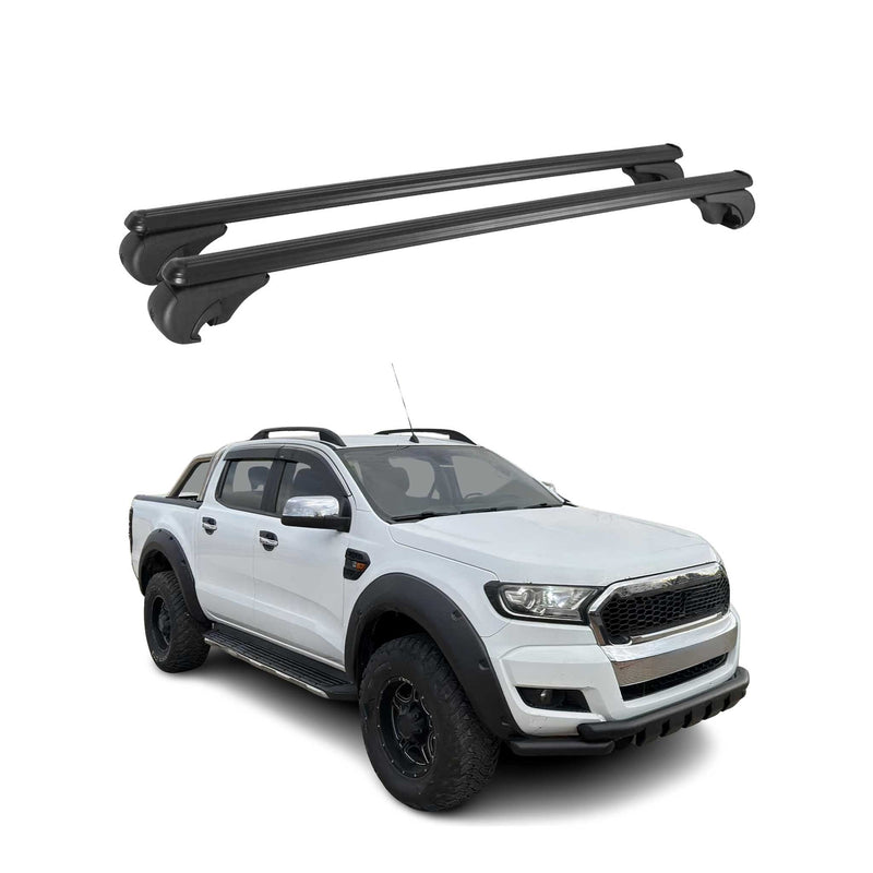 Barres de toit Transversales pour Ford Ranger T6 2012-2022 DoubleCab Alu Noir
