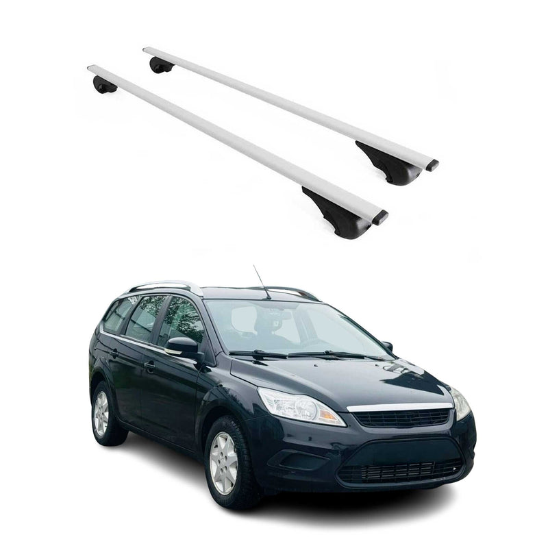 Barres de toit Transversales pour Ford Focus 2004-2012 Fer Argent