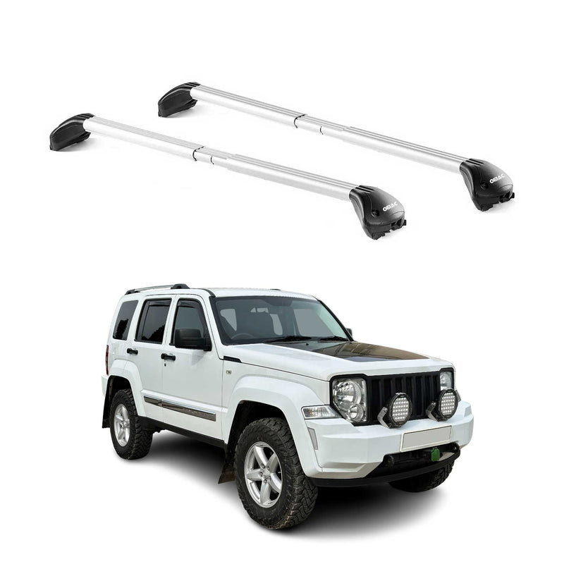 Barres de toit pour Jeep Cherokee KK 2008-2013 5P Gris Argenté 2 pièces ABE