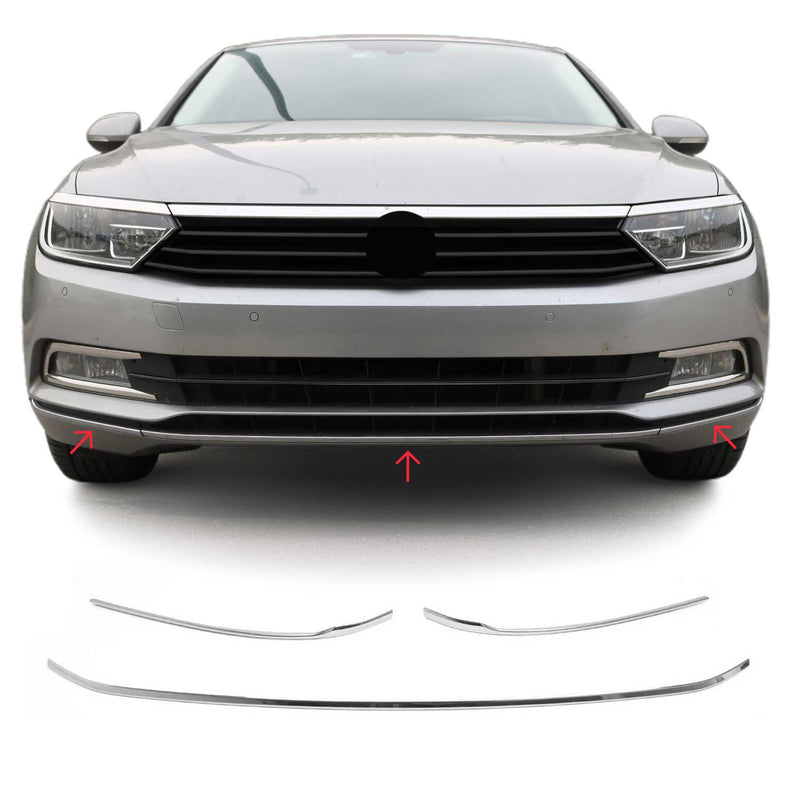 Moulure de Grille de Calandre pour VW Passat B8 2015-2019 Chromé 3Pcs