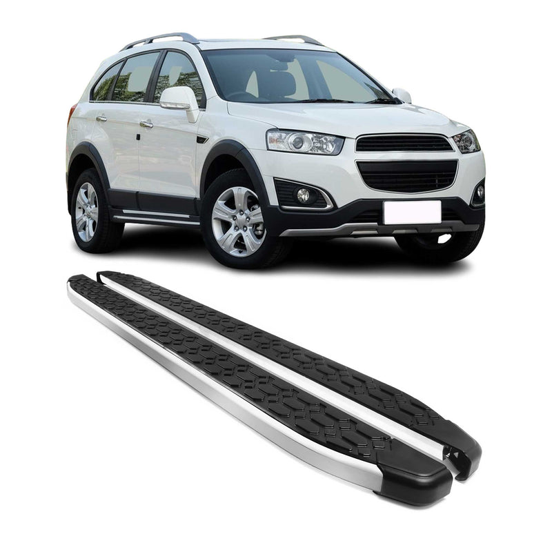 Marchepieds Latéraux pour Chevrolet Captiva 2016-2019 Gris Noir Aluminium 2Pcs