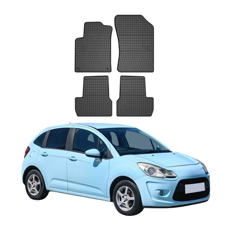 Tapis de Sol pour Citroen C3 2009-2016 Caoutchouc Noir
