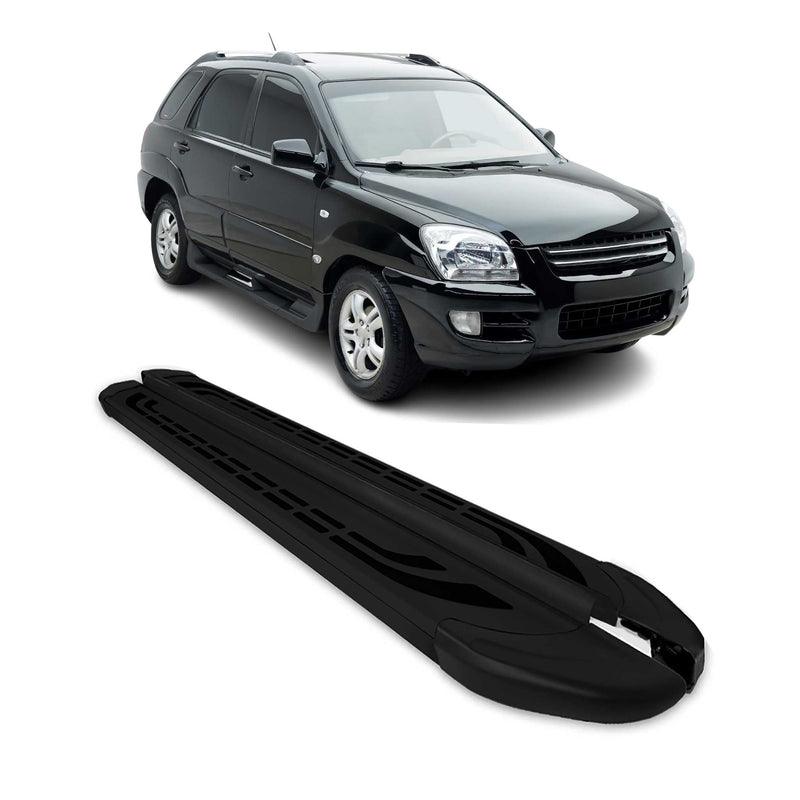 Marchepieds Latéraux pédale pour Kia Sportage 2004-2010 Aluminium Noir 2Pcs