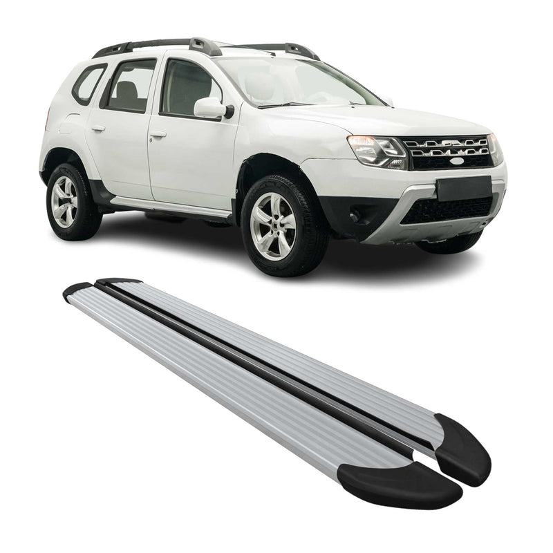 Marchepieds Latéraux pédale pour Dacia Duster 2010-2018 Aluminium Argent 2Pcs
