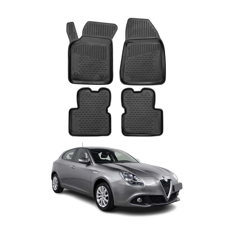 OMAC 3D Tapis de sol pour Alfa Romeo Giulietta 2010-2020 caoutchouc TPE Noir 4x