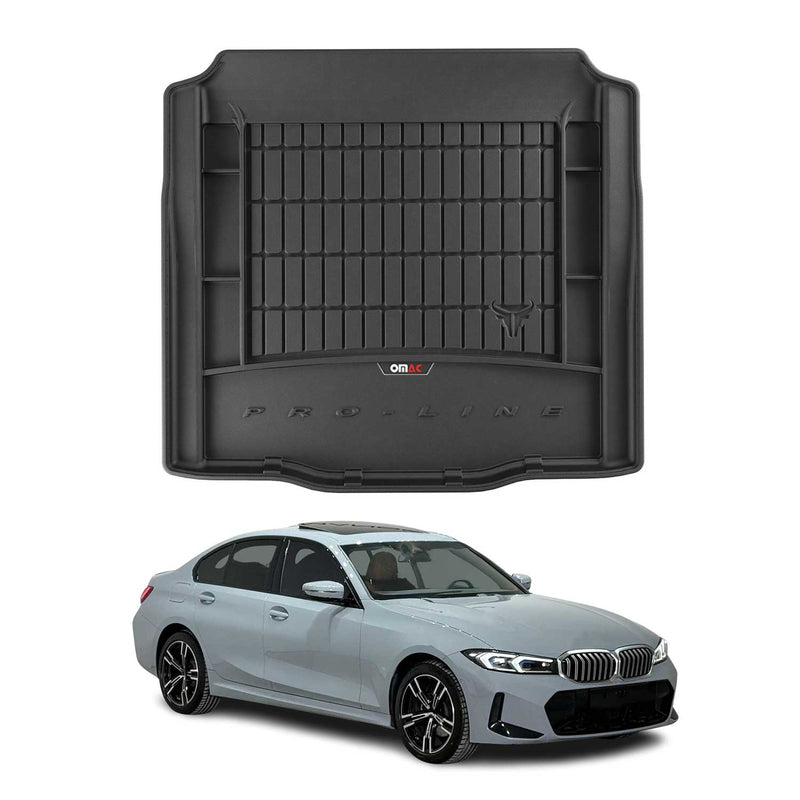 OMAC Tapis de coffre caoutchouc pour BMW Série 3 G20 G80 Berline 2021-2025 Noir