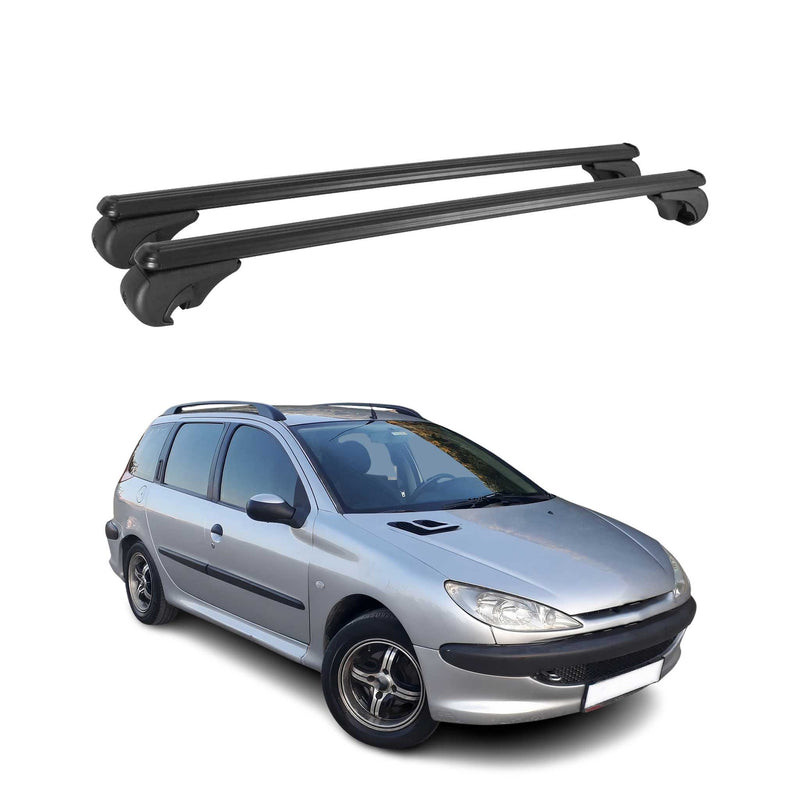 Barres de toit Transversales pour Peugeot 206 1998-2012 Aluminium Noir