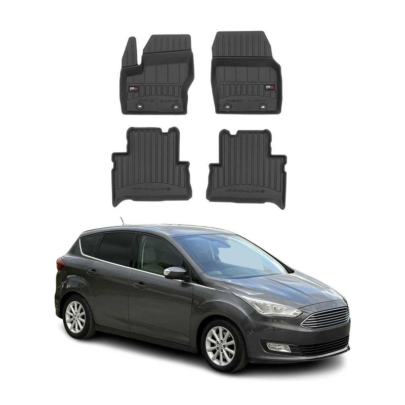 OMAC Tapis de sol en caoutchouc pour Ford C-Max 2010-2019 Noir Premium