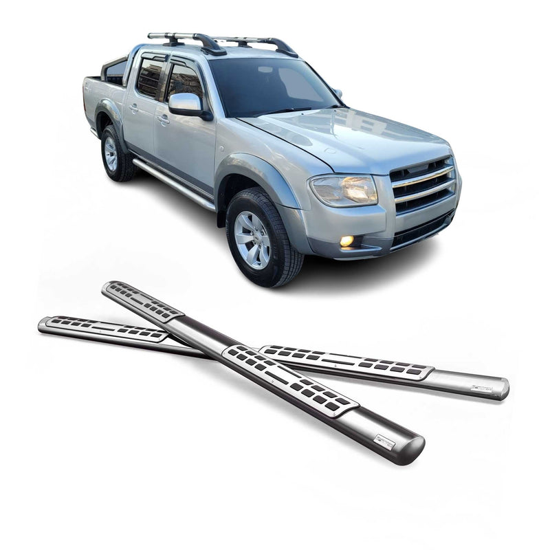 Marchepieds Latéraux pour Ford Ranger Double Cab 2007-2009 Acier Inoxy Argent