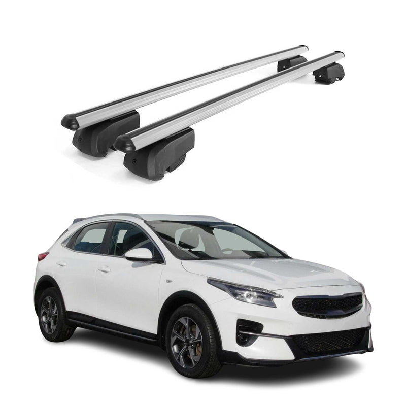 Barres de toit Transversales pour Kia Xceed 2019-2023 Aluminium Gris ABE