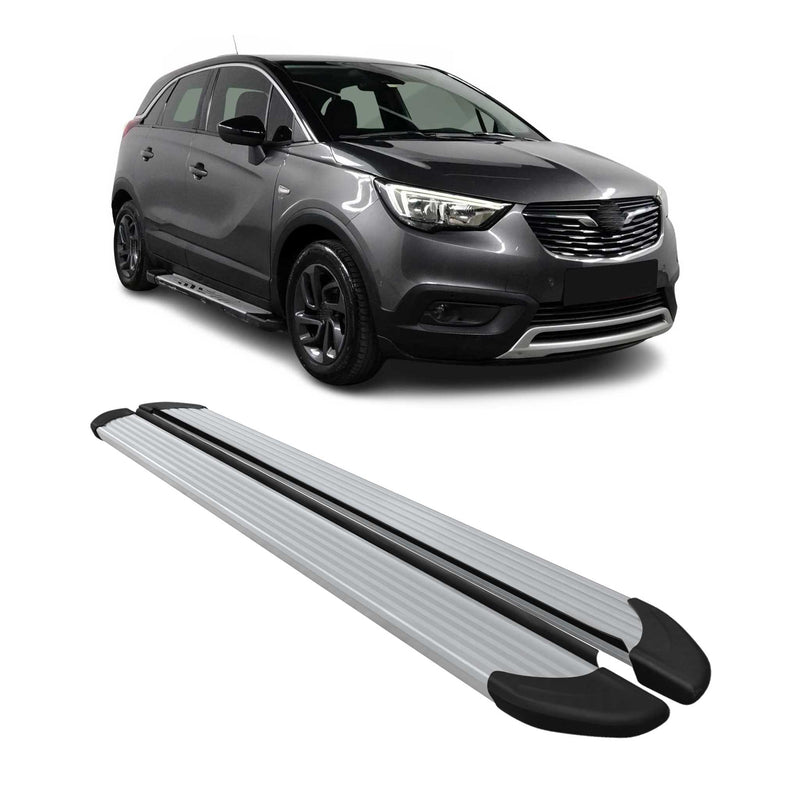 Marchepieds Latéraux pour Opel Crossland X 2017-2024 Aluminium Argent 2Pcs