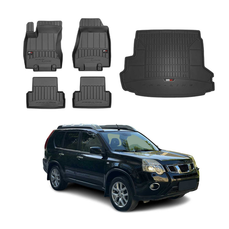 Kit Tapis de Sol et Coffre pour Nissan X-Trail 2008-2013 TPE Noir