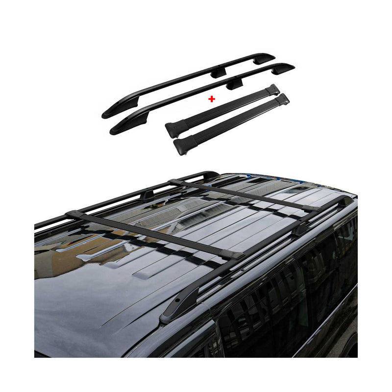 Kit Barres de toit pour VW Caddy 2010-2015 Alu Noir L2 Empattement Long 4x