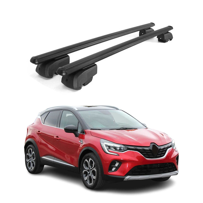 Barres de toit Transversales pour Renault Captur 2020-2023 Alu Noir ABE