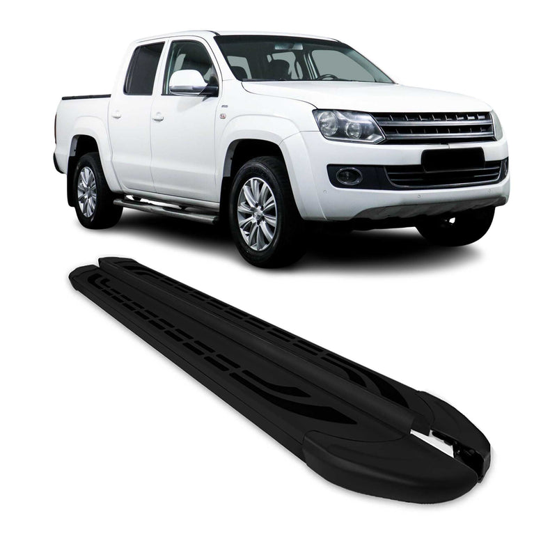 Marchepieds Latéraux pédale pour VW Amarok Double Cab 2010-2022 Alu Noir 2Pcs