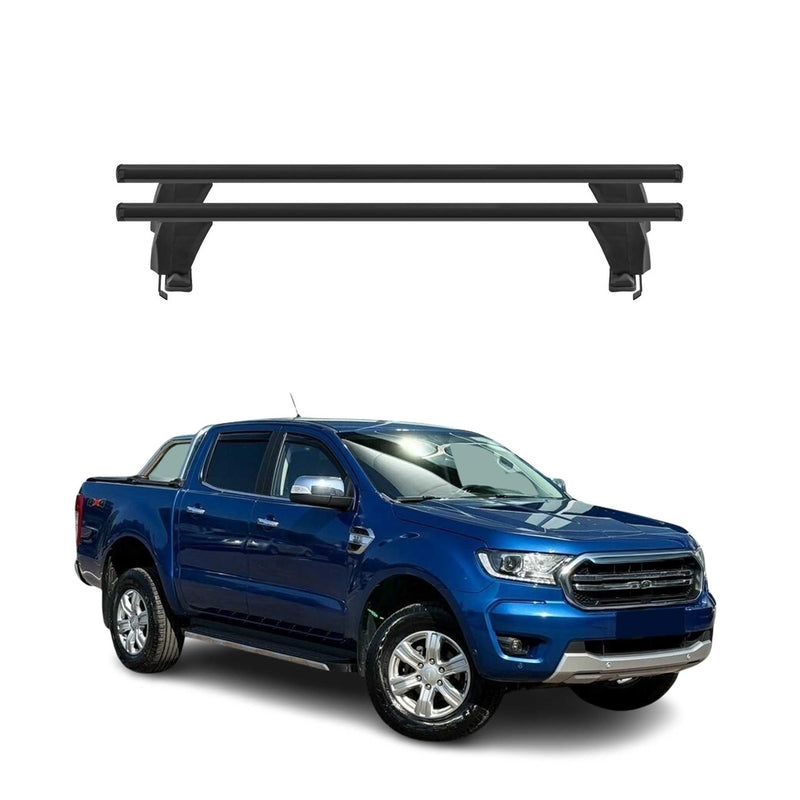 Menabo Barres de toit pour Ford Ranger T6 2012-2022 DoubleCab Noir ABE 2x