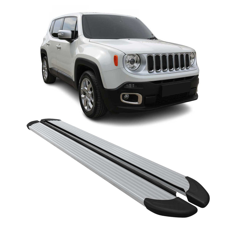 Marchepieds Latéraux pédale pour Jeep Renegade 2015-2024 Aluminium Argent 2Pcs