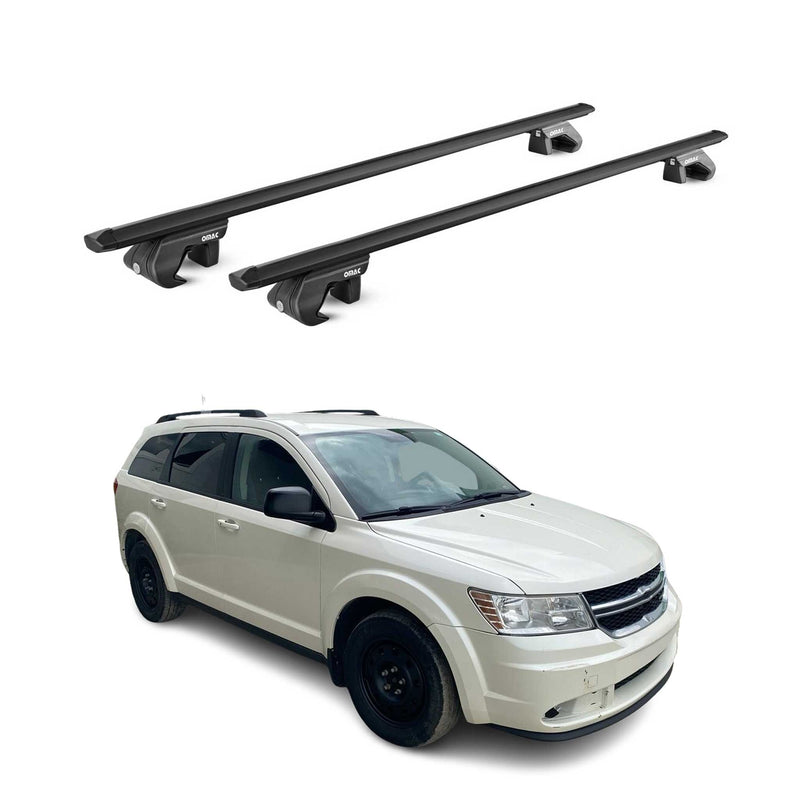 Barres de toit transversales ABE pour Dodge Journey 2008-2011 5 P Alu Noir 2x