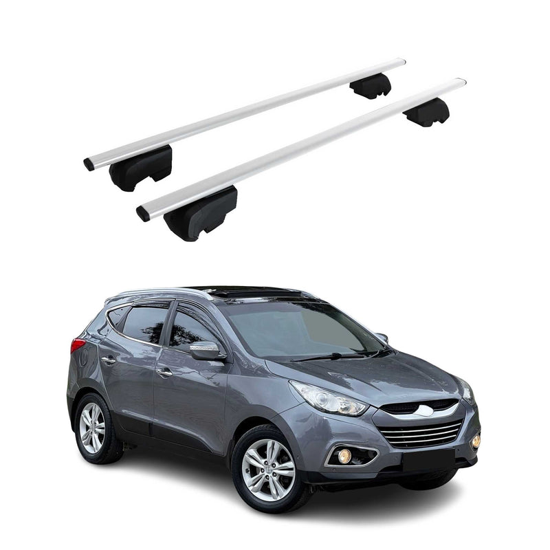 Barres de toit Transversales pour Hyundai IX35 2010-2015 Fer Argent ABE