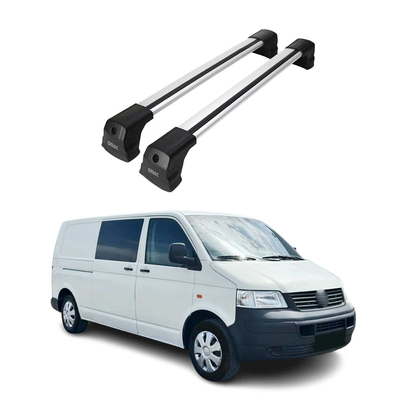 Barres De Toit Transversales pour VW T5 T6 2003-2024 Alu Argent 2Pcs