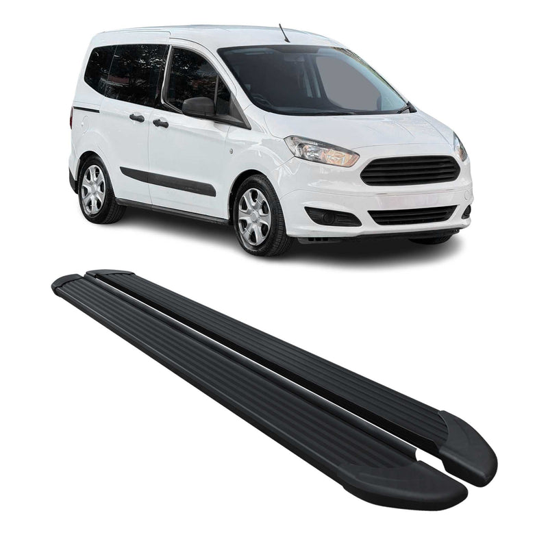 Marchepieds Latéraux pour Ford Transit Tourneo Courier 2014-24 L1 Alu Noir 2 Pcs