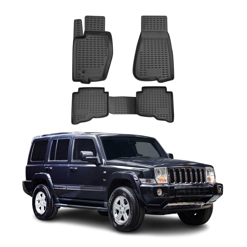 Tapis de sol pour Jeep Commander 2005-2011 en caoutchouc TPE 3D Noir 4Pcs